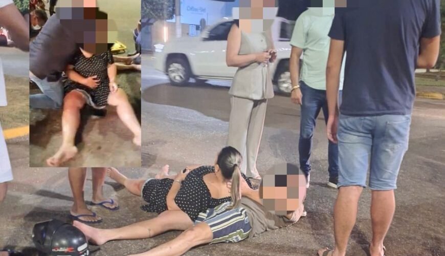 Grávida e motociclista ficam feridos após acidente na Avenida dos Estudantes em Rondonópolis