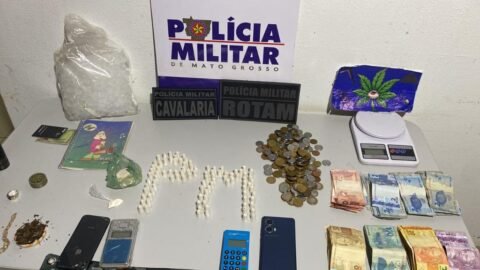 Casal é preso com 100 porções de drogas e R$ 3,6 mil em Alto Paraguai