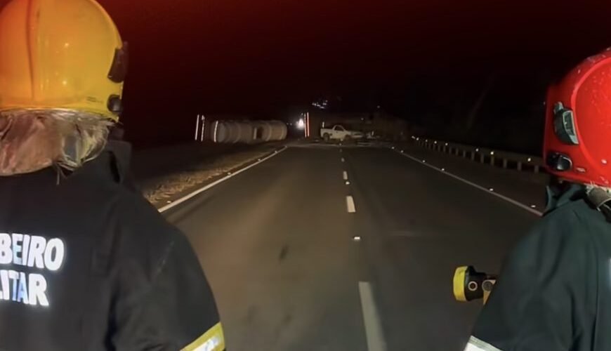 Motorista morre após tombamento de carreta com etanol na BR-163